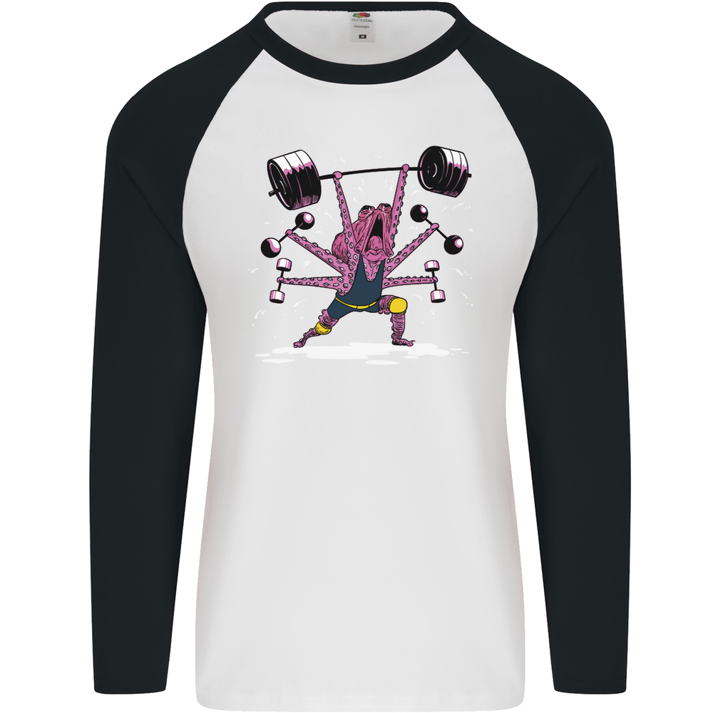 Octopus Gym Training Top Bodybuilding Mens L/S Baseball T-Shirt