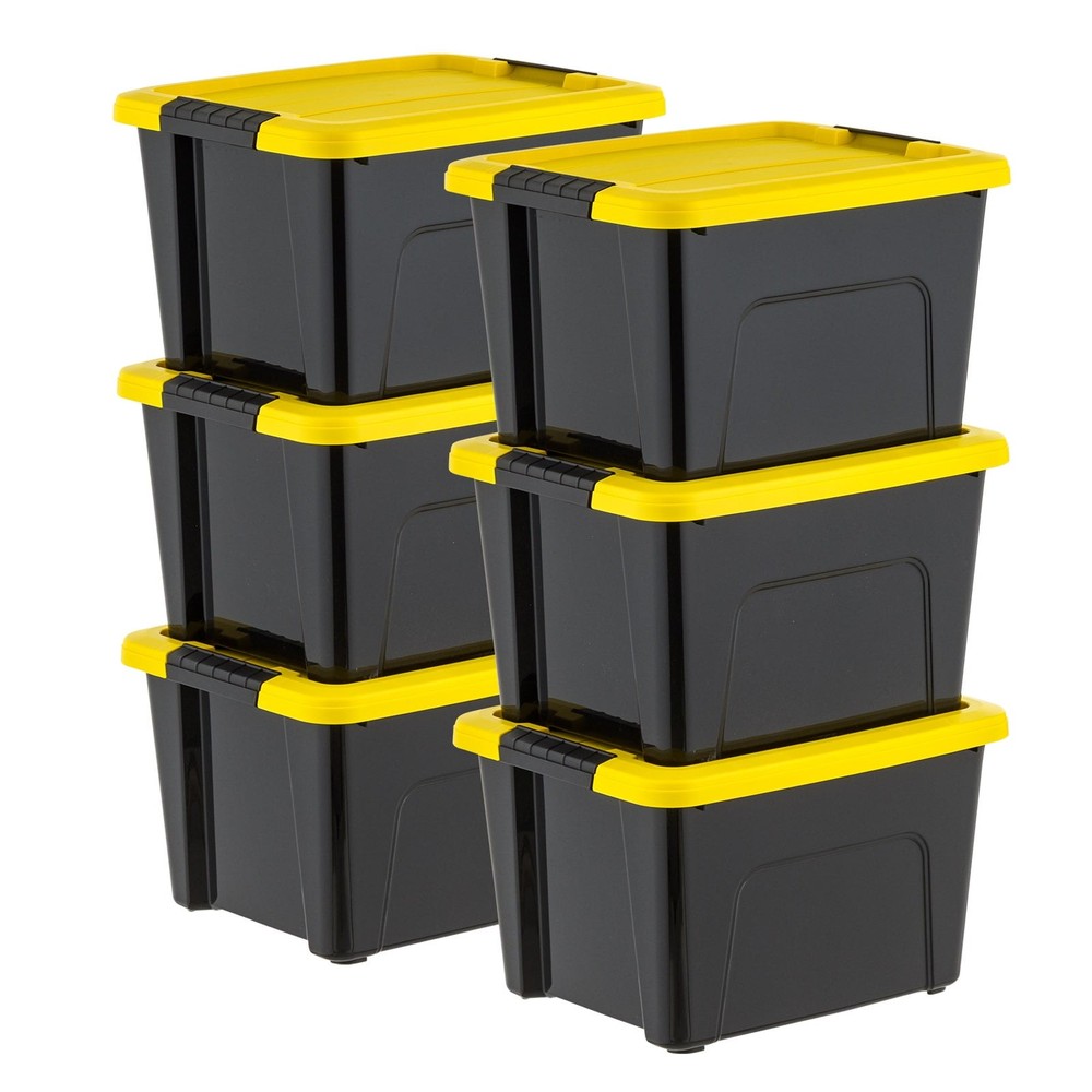 6-Pack 20 Qt Stackable Plastic Storage Bins with Lids