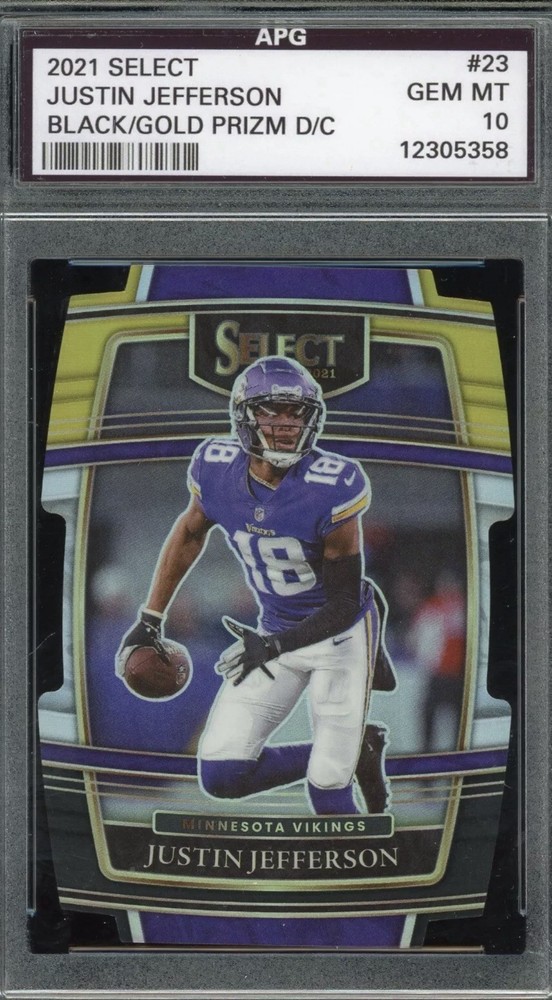 2021 Justin Jefferson Panini Select Black & Gold Prizm Die-Cut #23 Gem MT 10