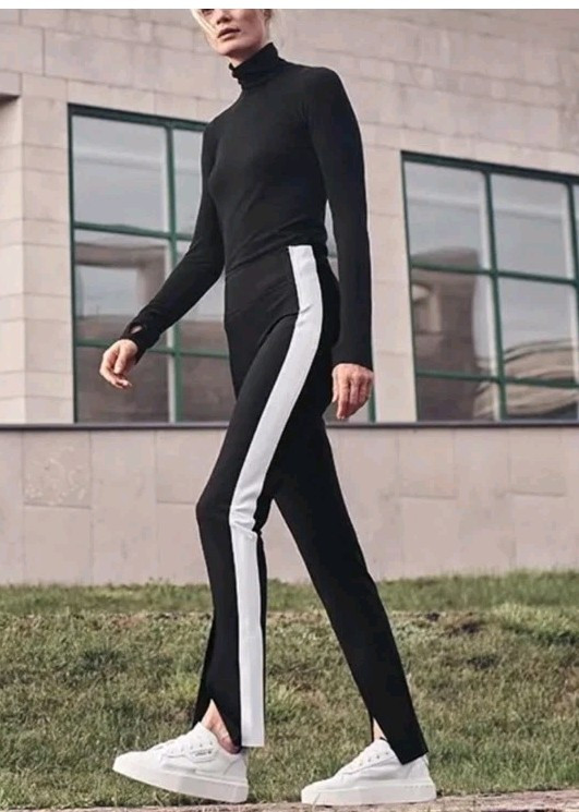 Athleta Interstellar Tight Color Block Black Women Size 8 Work Travel Commute