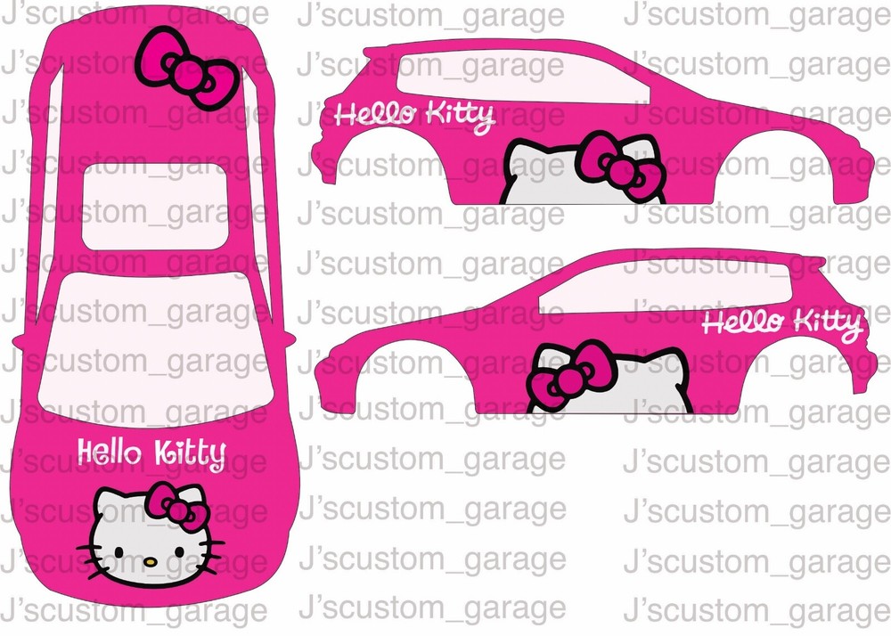 Universal Hello Kitty  1/64 custom water slide decal Compatible for hot wheels