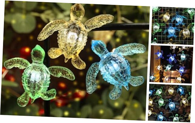 Beach Ocean Themed String of Sea Turtle Fairy Lights Decor 10ft 30 Tortoises