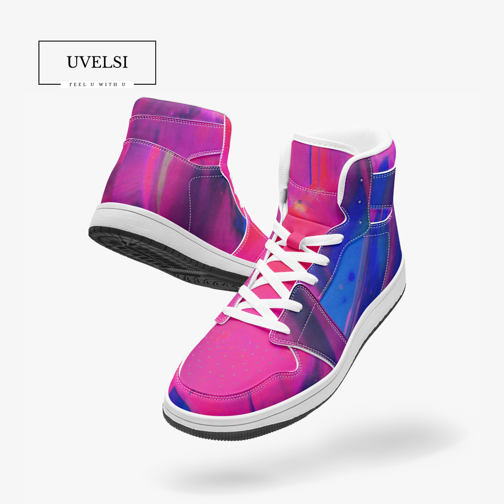 UVelsi Men's High Top Leather Sneakers Limited Edition Clubwear Shoes