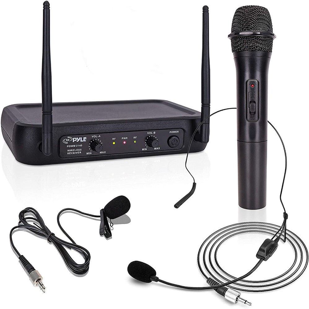PYLE Lavalier, Headset Mics, Transmitter, Receiver-for PA, Karaoke Dj Party,...