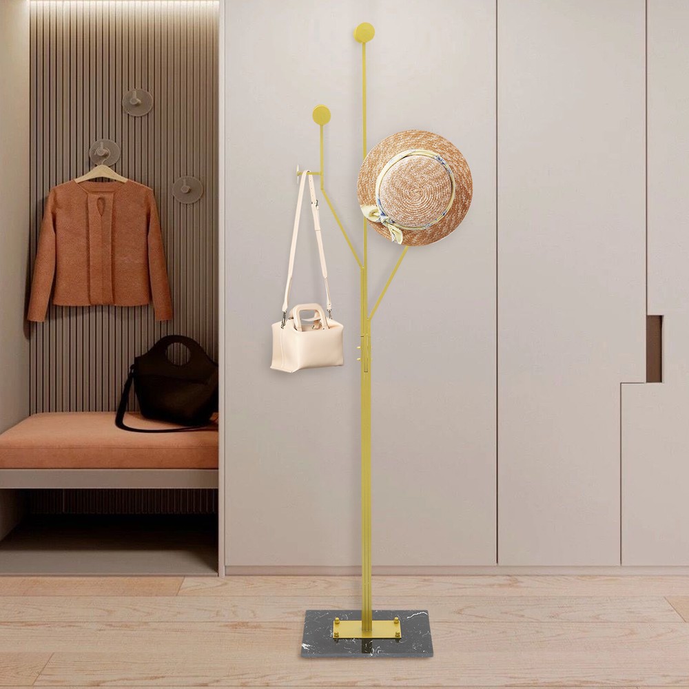 Heavy Duty Freestanding Coat Rack with Marble Base for Corner Storage