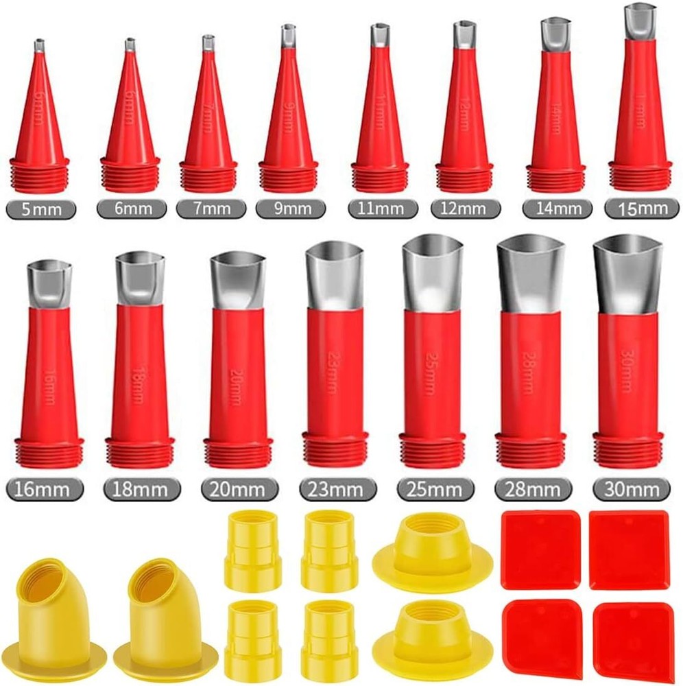 27pcs Caulking Finisher Kit Reusable Caulking Nozzle Coating 15 Caulking Nozzle