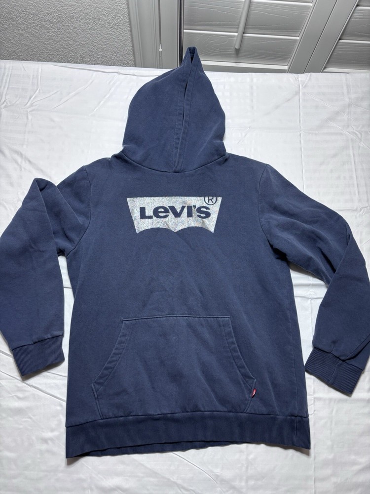 Levis Jeans Men's Hoodie Hooded Sweatshirt pullover Blue XL extra large