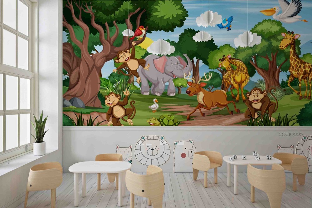 3D Jungle Animal Illustration Wall Murals Wallpaper Murals Wall Sticker