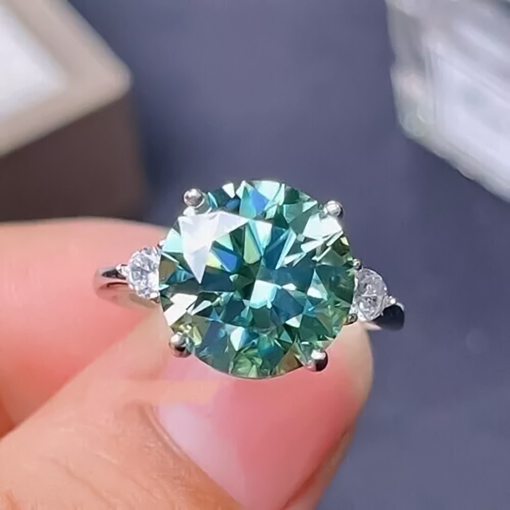 2.80 Ct Round Cut Certified Solitaire Blue Diamond Engagement Ring In 925 Silver