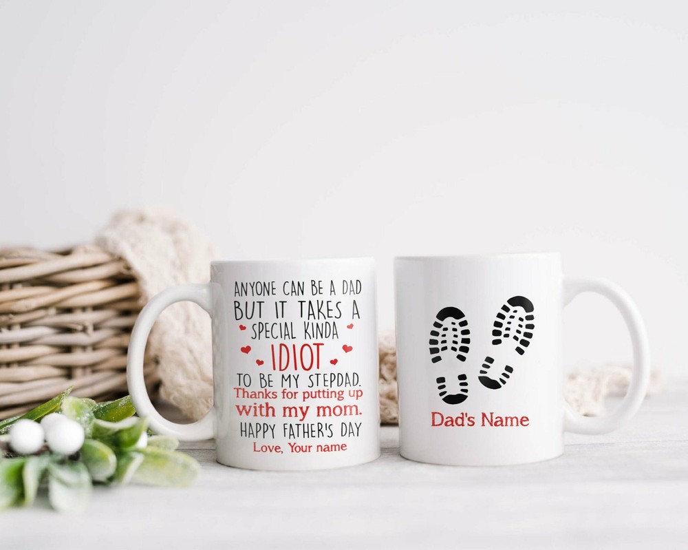 Personalized Gift For Stepdad Thanks For Putting Up With My Mom Mug Father's Day