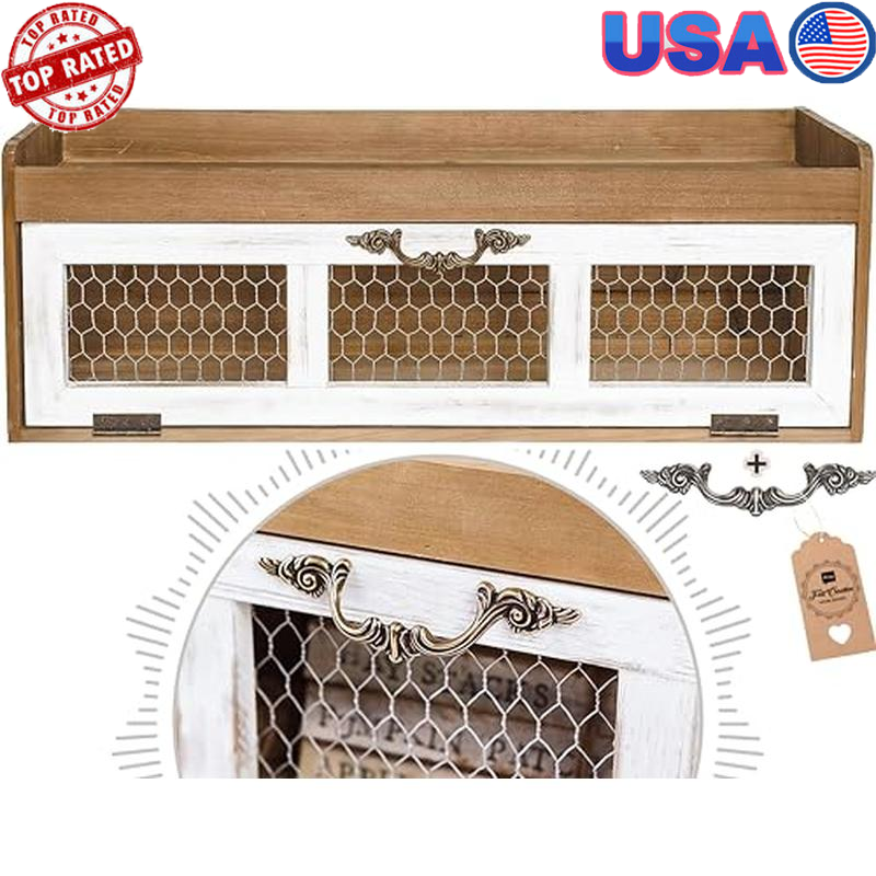 Farmhouse Chicken Wire Shelf Rustic Countertop Organizer Kitchen Decor Storage