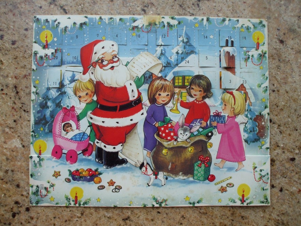 Vintage Christmas Advent Calendar Santa Claus Children Toys Fold Out 3D Denmark