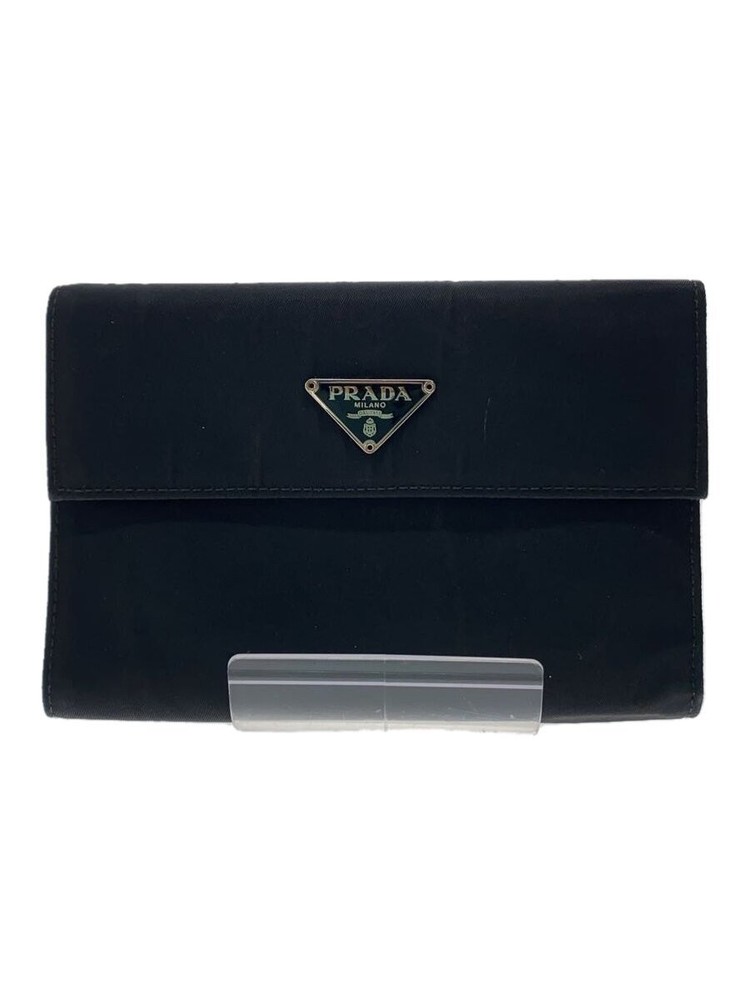 Prada Black Tri-Fold Leather Wallet for Women