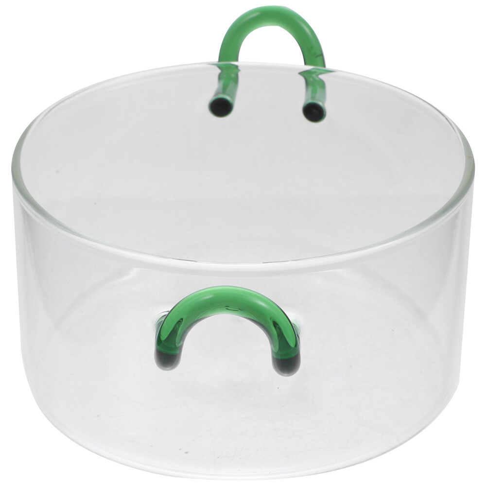 Clear Glass Salad Bowl with Handle for Desserts and Serving