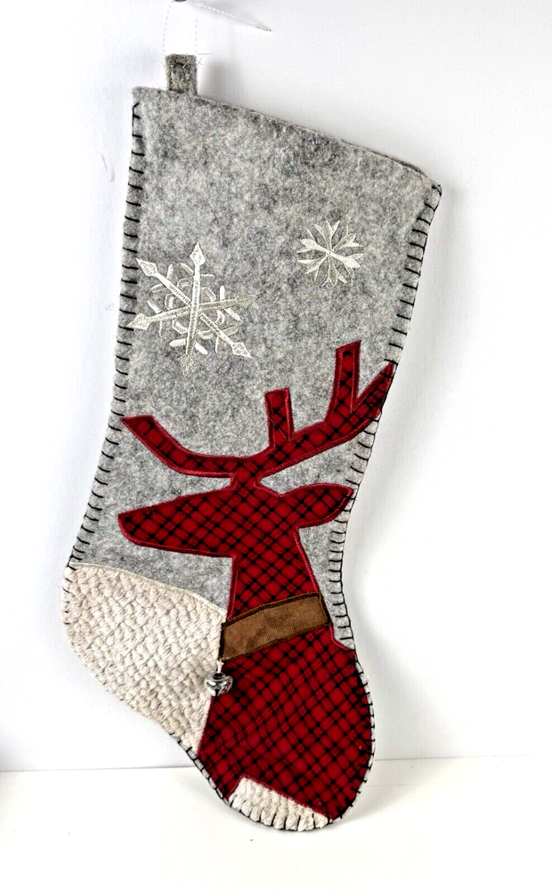 Seasonal Specialties Enchanted Forest Reindeer Snowflake Felt Christmas Stocking-image
