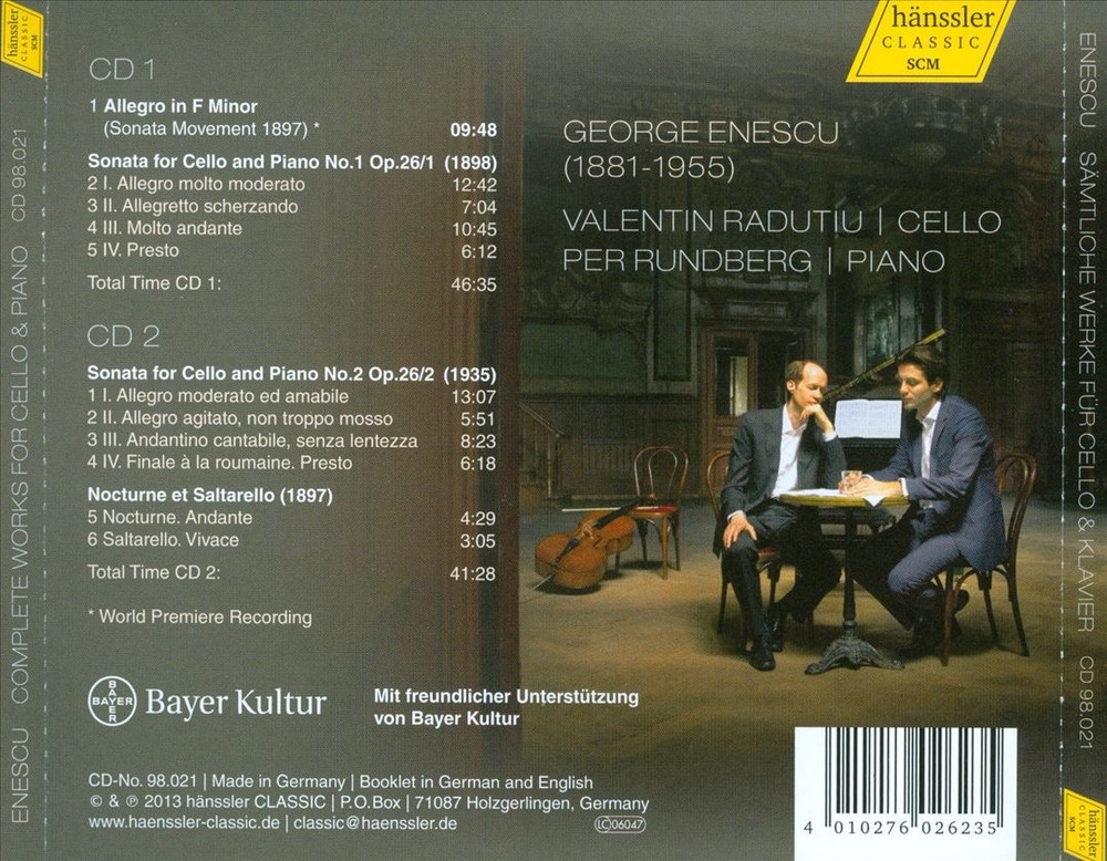 Valentin Radutiu and Per Rundberg perform Enescu's complete cello and piano works