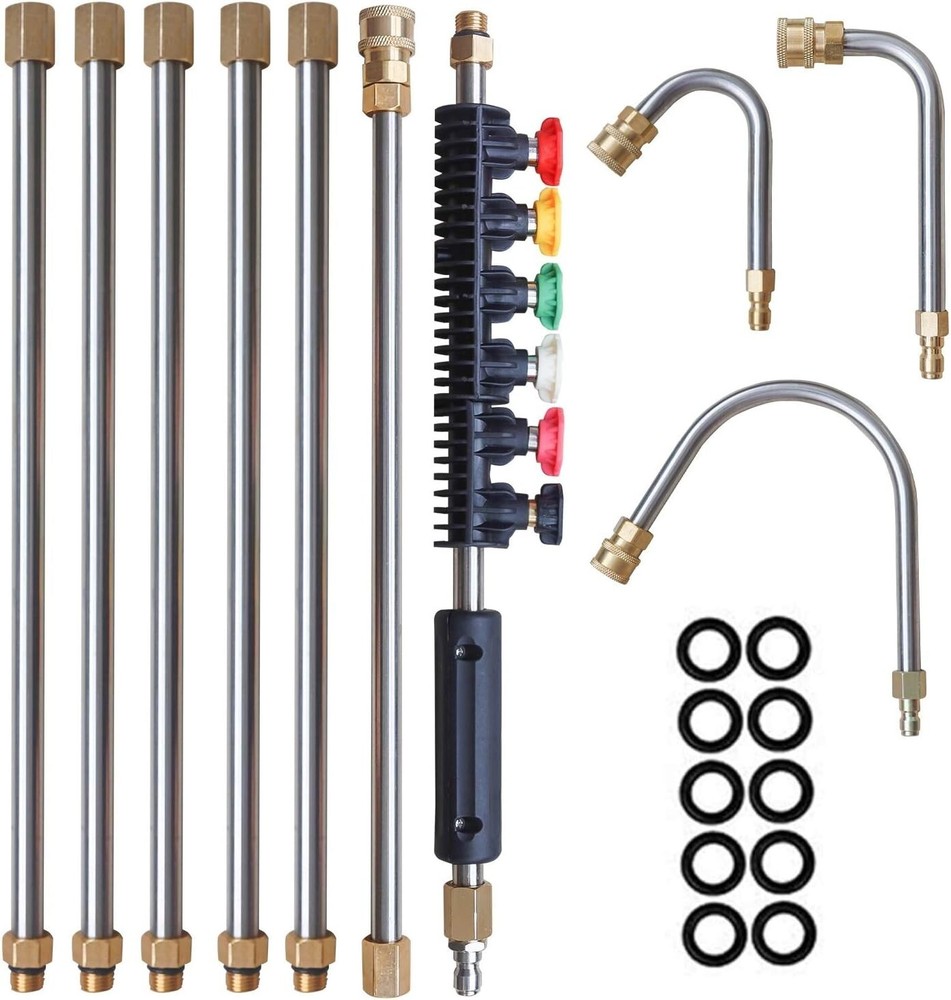 24FT Telescoping Pressure Washer Wand with 5 Spray Tips for Gutter Cleaning