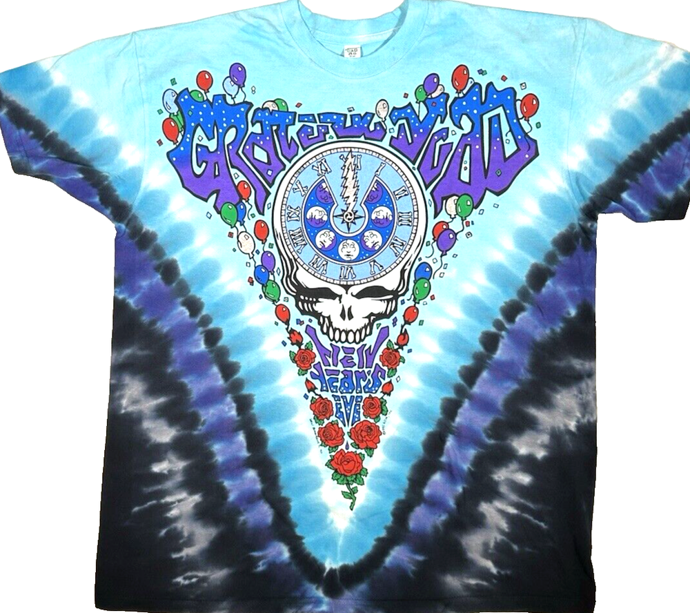 Grateful Dead NYE Tie Dye Graphic T-Shirt Front Back Large New-image