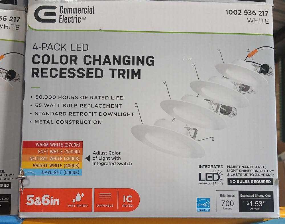 Commercial Electric 5 & 6 in. LED Color Changing Recessed Trim 4 Pack
