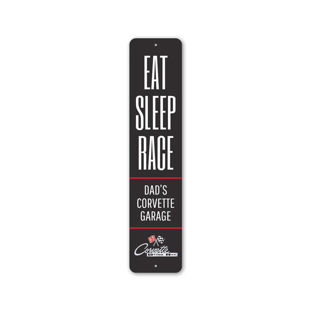 Eat Sleep Race Chevy Corvette Metal Sign Chevrolet Automotive Car Man Cave Sport