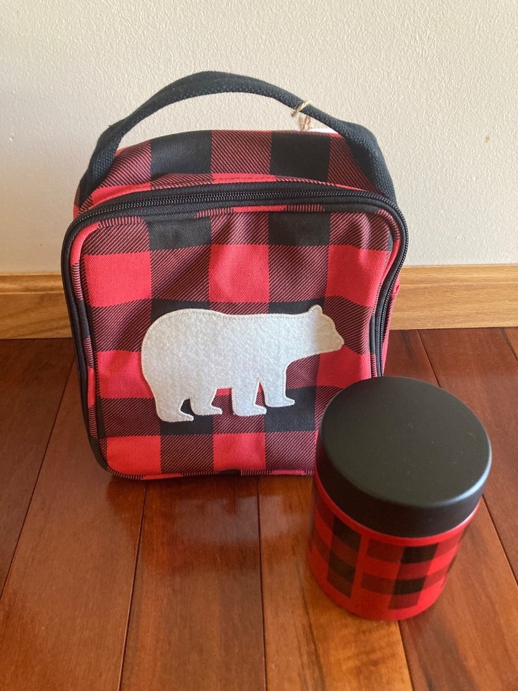 Now Designs $44 lunchbox and insulated food canister buffalo plaid NWT