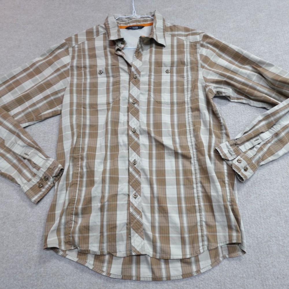 ArcTeryx Medium Beige Plaid Button-Down Shirt Cotton Blend  