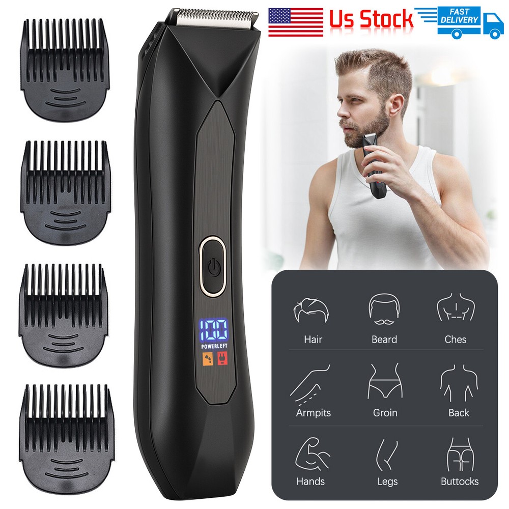 Men's Pubic Hair Trimmer Electric Groin & Body Hair Shaver for Balls Waterproof.