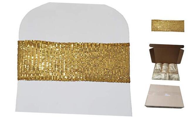 High Elastic Sequin Chair Sashes for Wedding Party Decoration Soft Decor