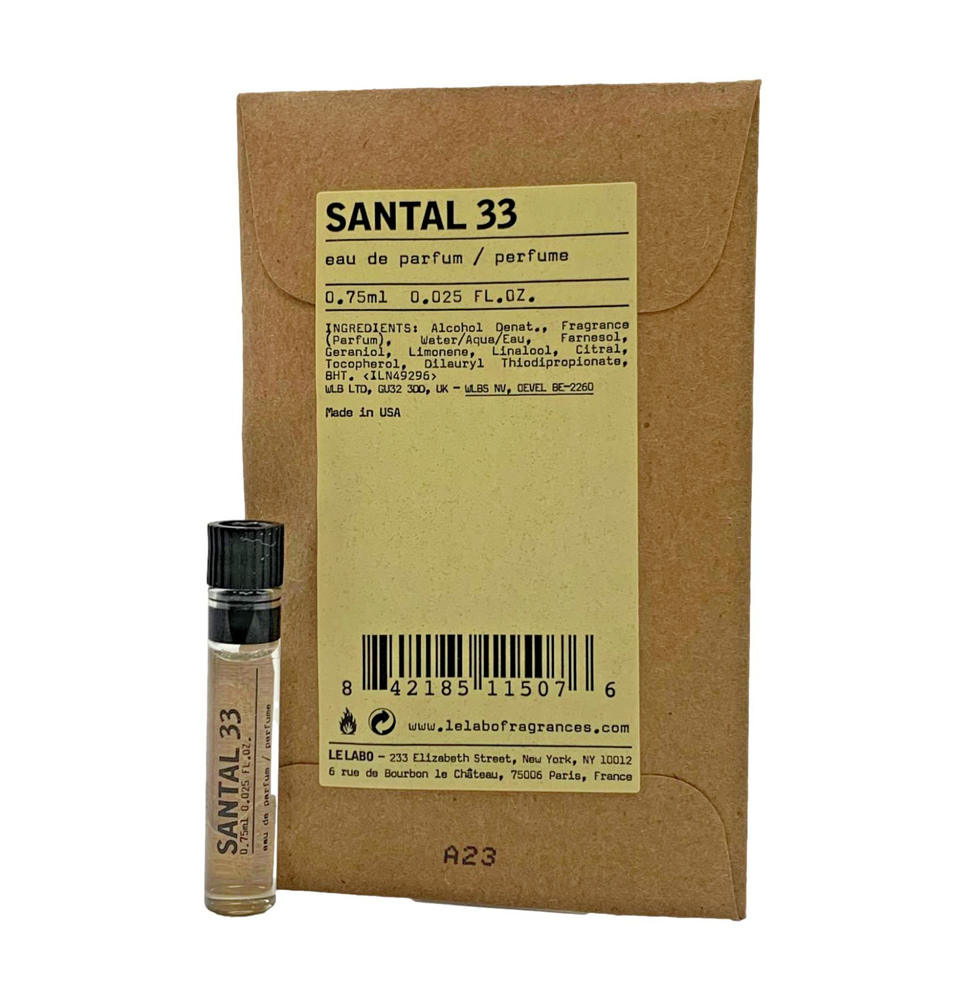 LE LABO Santal 33 Eau De Parfum Sample Travel Spray .75ml/.05oz
