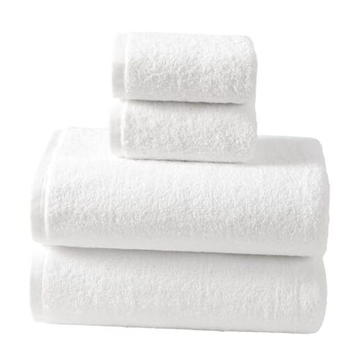 4-Piece Bath Towel Set - 2 Hand Towels, 2 Bath Towels Bath Towel Set of 4 White