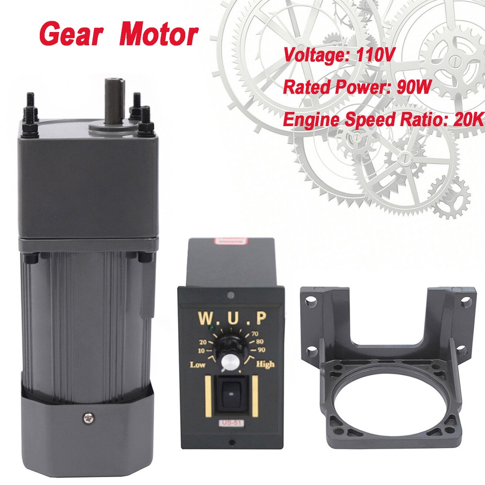 20K 90W Speed Rectangular Small Gear Motor With Gear Controller & Bracket Kit
