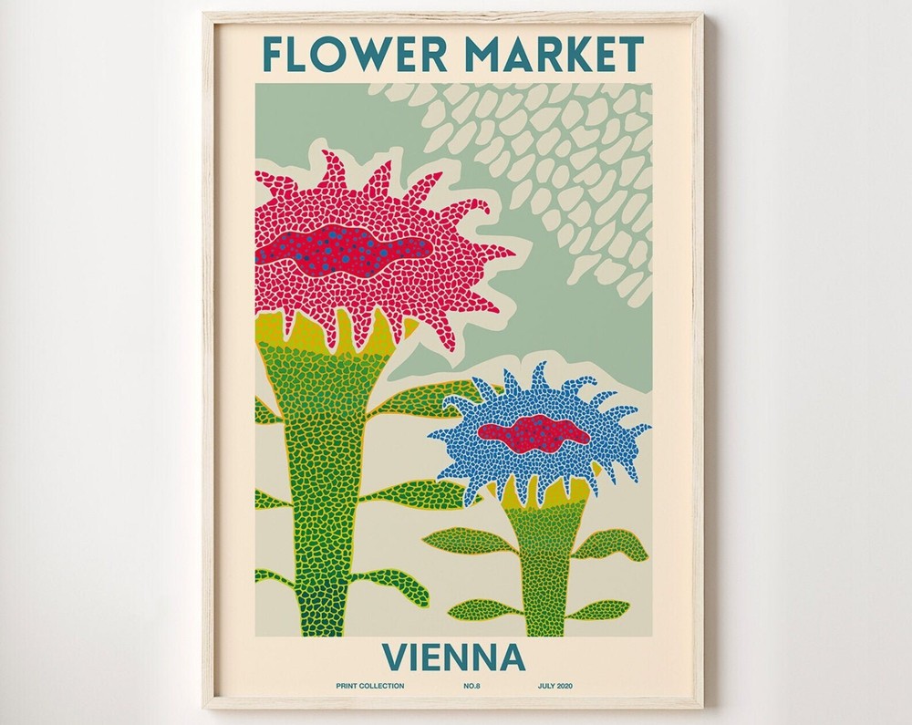 Flower Market Print Exhibition Poster Abstract Wall Art Print Flower Shop Decor