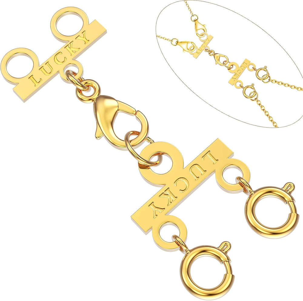 Lucky Necklace Layering Clasp 18K Gold and Silver Multi Strand Clasps for Sta...