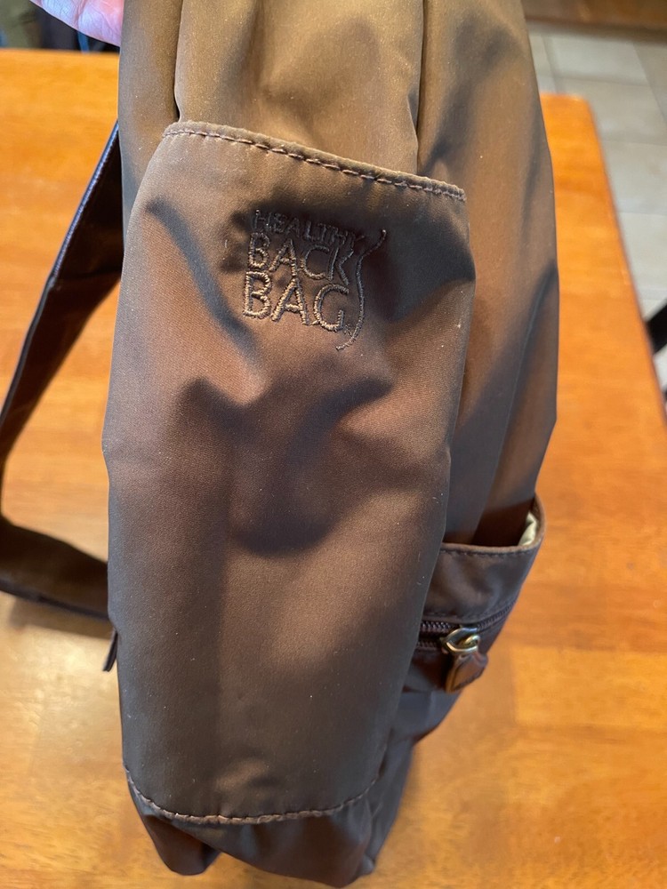 AmeriBag Medium Brown Nylon Sling Backpack with Keychain for Travel