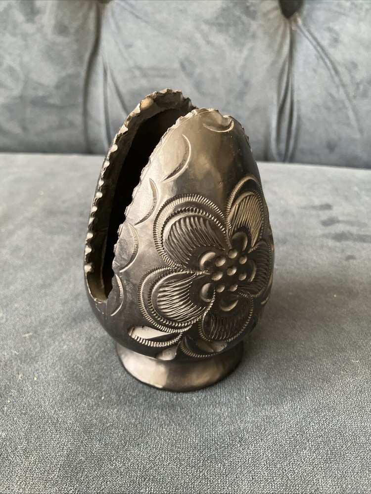 Handmade Mexican Oaxaca Blackware Ceramic Napkin Holder