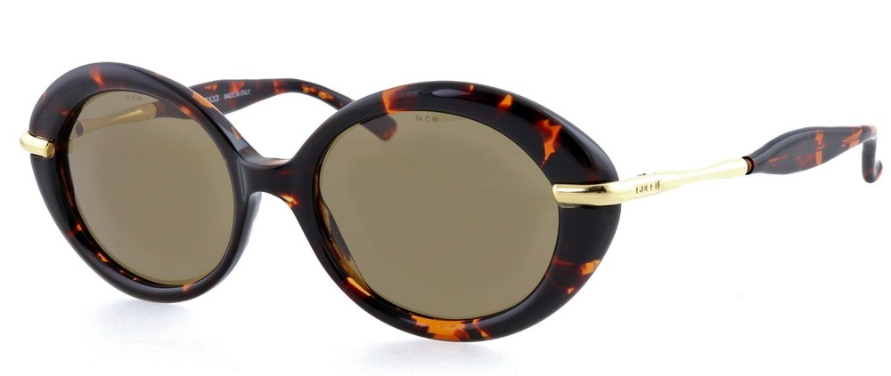 Rare Vintage Y2K GUCCI GG2154/S 02X 52mm Tortoise Gold Oval Sunglasses Italy