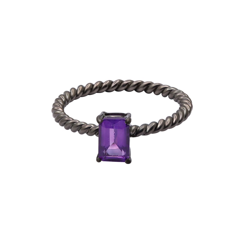 Natural Amethyst Gemstone 925 Solid Silver Twisted Band Ring Christmas Day Sale-image
