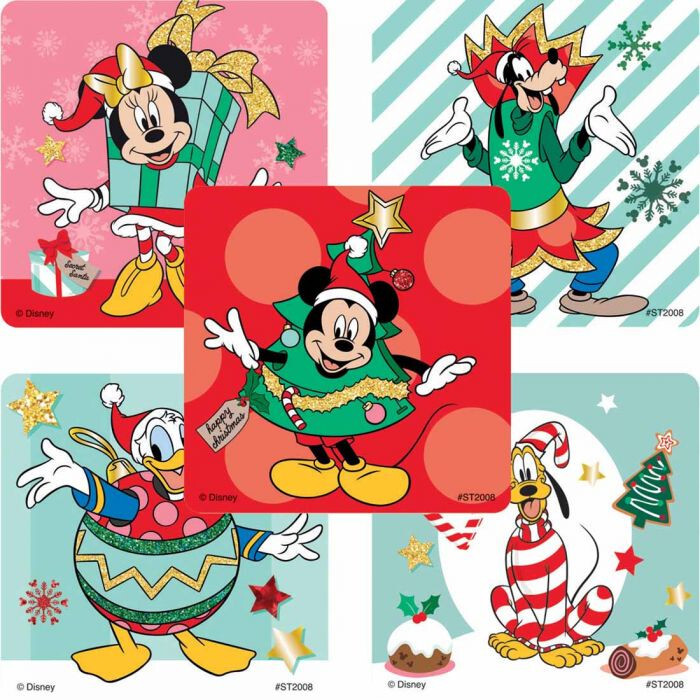 25 Mickey Mouse Friends Secret Santa Stickers, 2.5