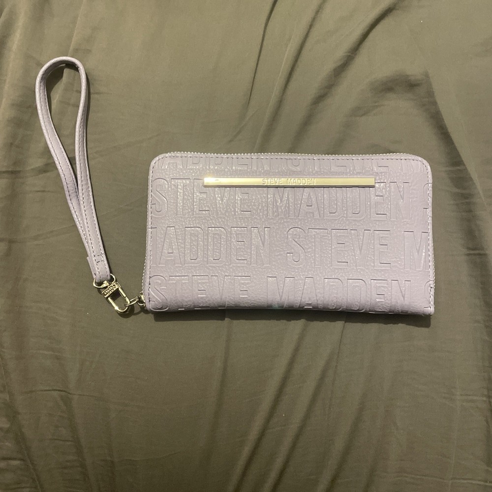 Purple Steve Madden BZip-Web Zip Around Wallet / Wristlet Stamped Logo