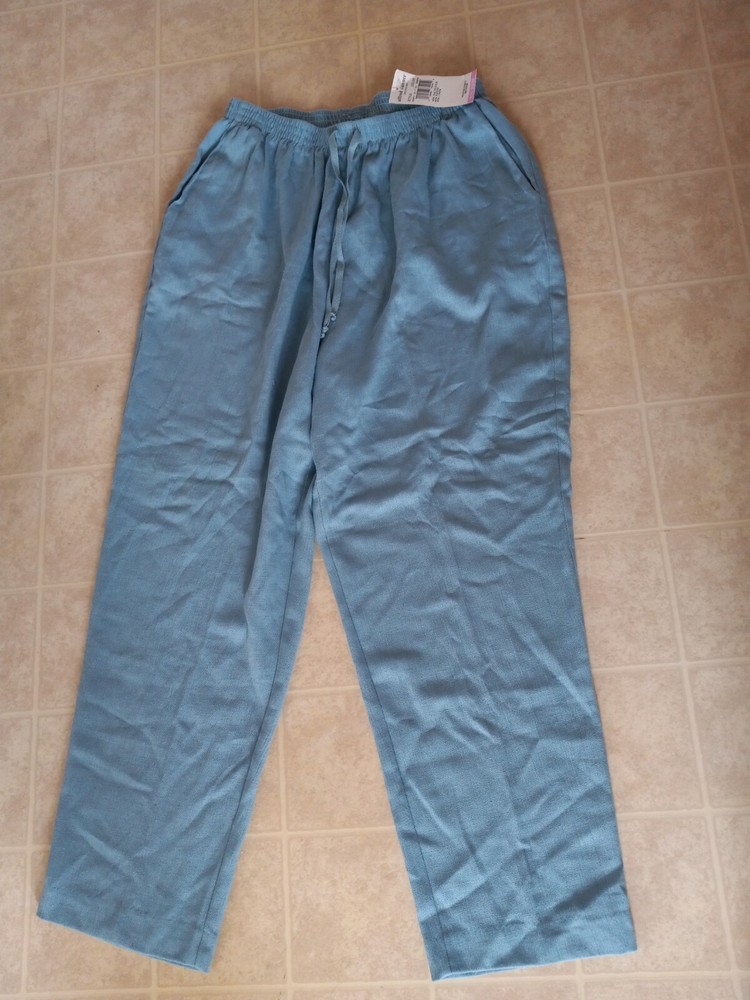 Alfred Dunner Aqua Dress Casual Pants Elastic Waistband Size 18 New