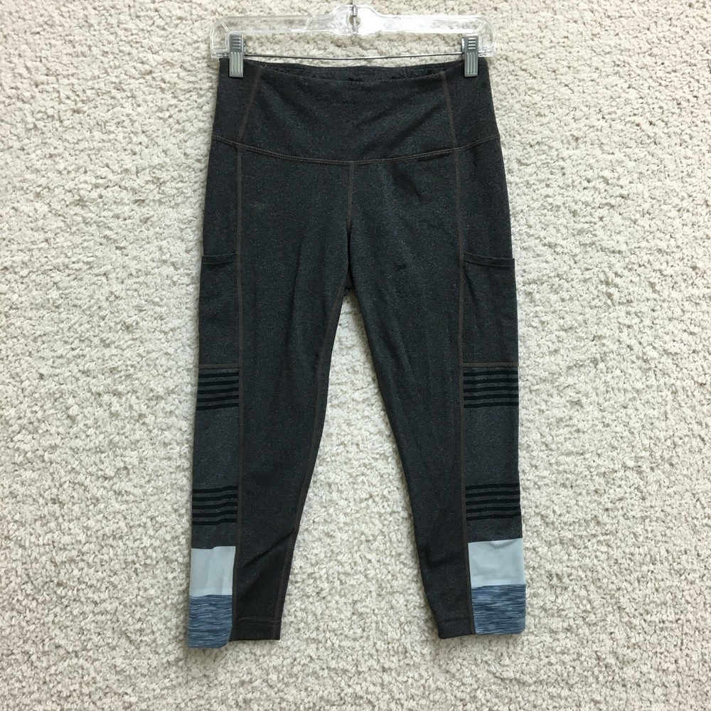 prAna Stretch Cropped Yoga Leggings for Women Small Gray Gym Pull On