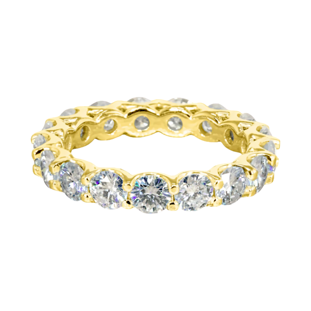 14k Yellow Gold Eternity Band Lab Created Round 3 Carat Diamond Christmas Sale-image