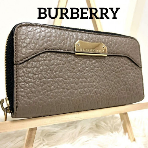 BURBERRY Nova Check Leather Long Zip Wallet Beige 2860