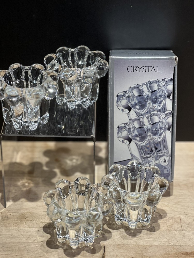 2 Sets Of Candle Holder Votive 2 Piece Clear Crystal Alco Industries Inc NIB