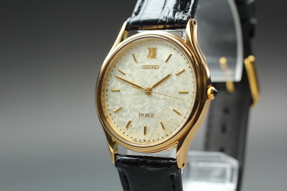 [NEAR MINT] Seiko Dolce 5E31-6070 Champagne Gold Dial Quartz Men's Watch JAPAN