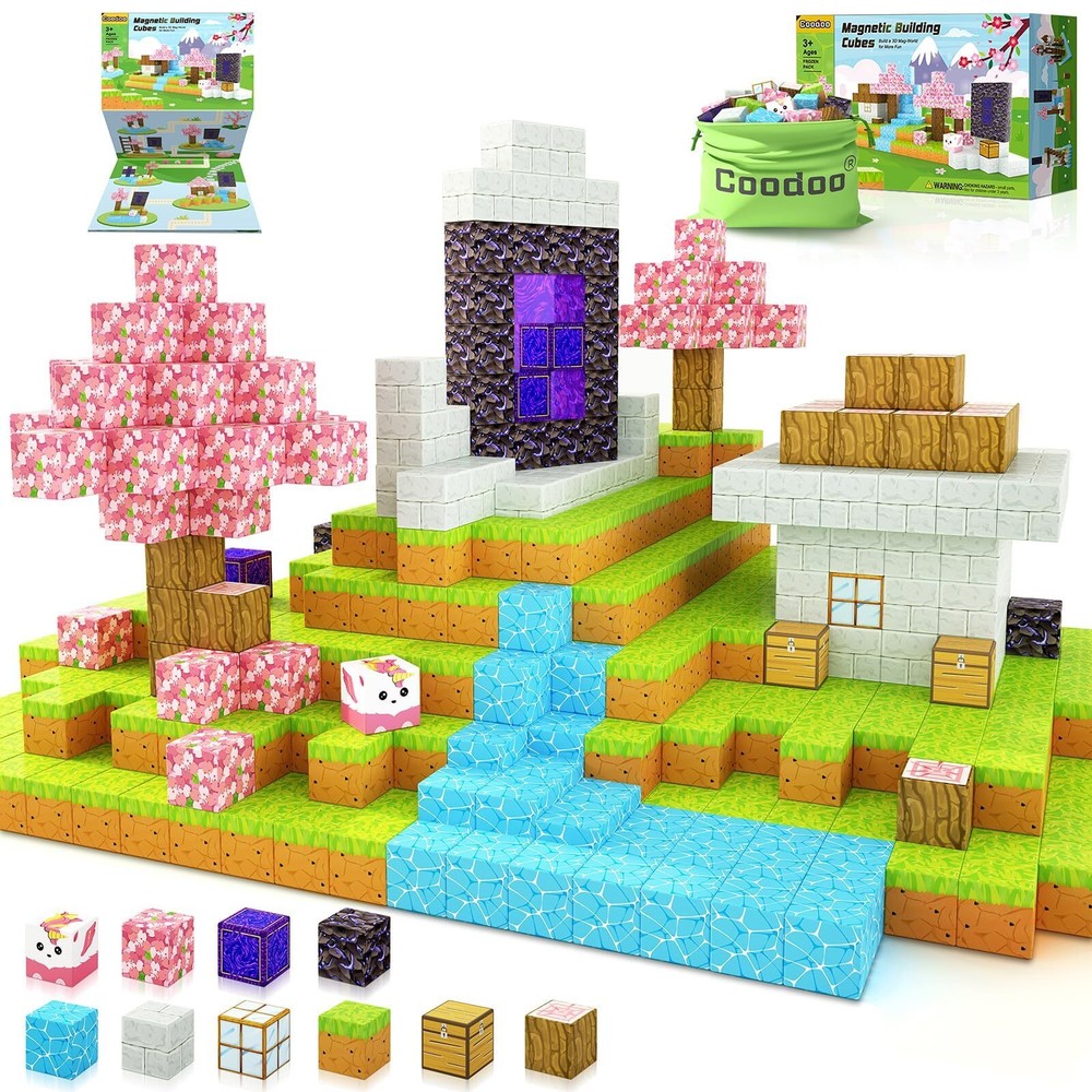 Magnetic Blocks - Build Mine Magnet World Cherry Blossom Set, Magnetic Tiles ...