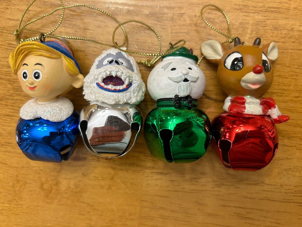 Set 4 Rudolph Friends Jingle Bell Buddies Sam Hermey Bumble Christmas Ornaments