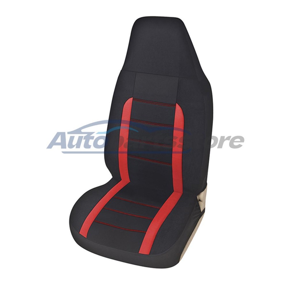 2pcs High Back Car Front Seat Covers Red Polyester Fabric Fit For Trucks SUV