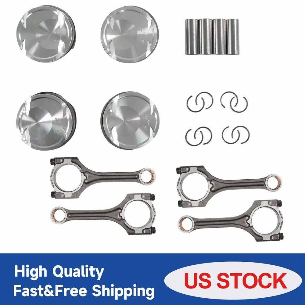 G4FJ 4x Engine Pistons & Rings + Connecting Rod Set For 2011-19 Hyundai Kia 1.6T