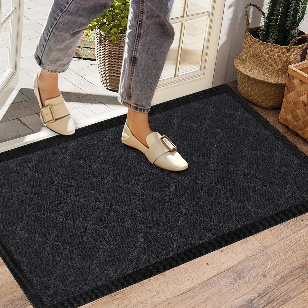 Front Door Mat Outside Entrance, Heavy Duty Natural Rubber Mat, Non-Slip, Fad...